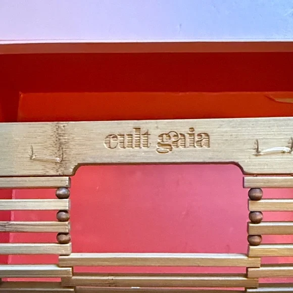 Cult Gaia Tan Bamboo Ark Bag size Small Semi-Circle Top Handle - Picture 3 of 5